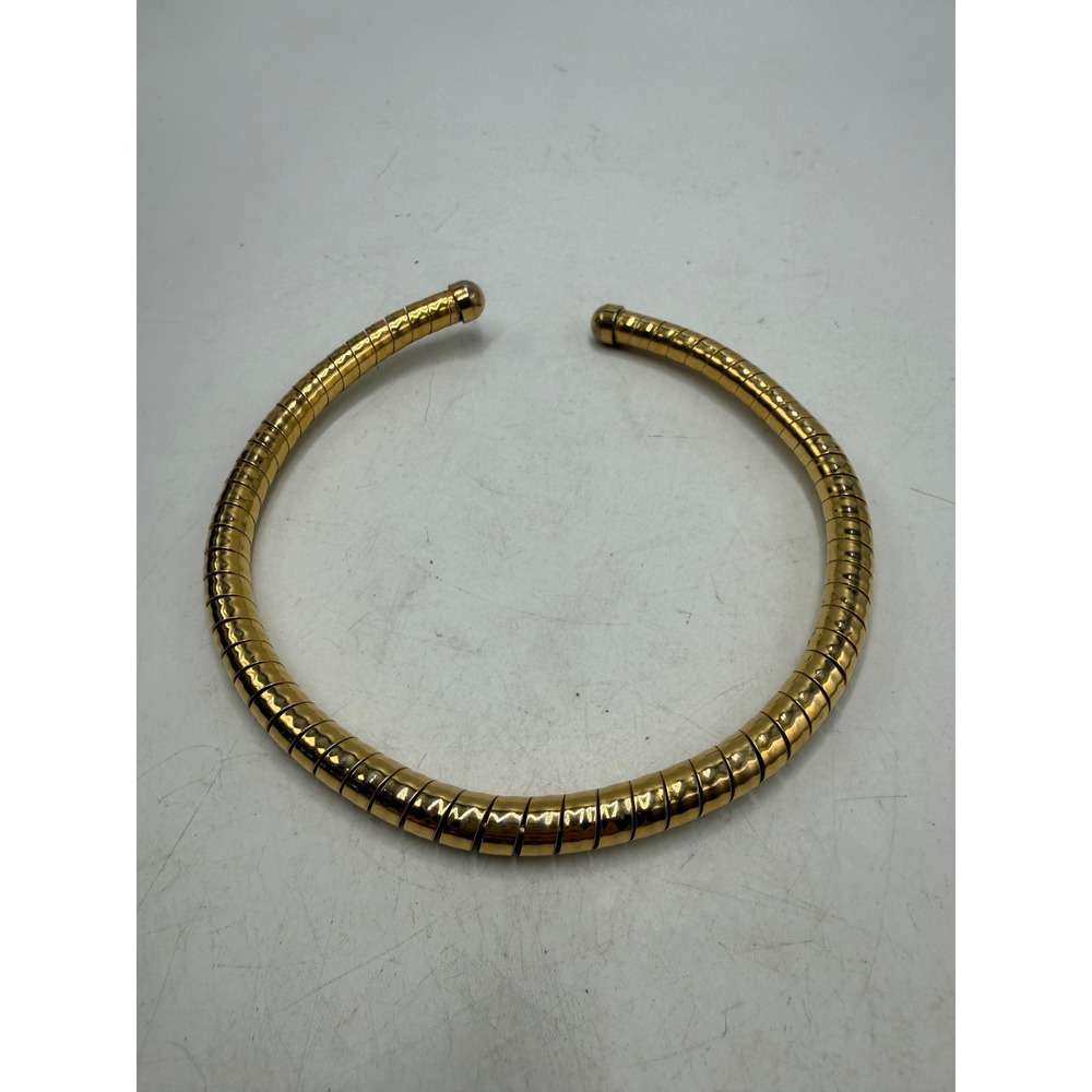 Vintage Gold Tone Gas Pipe Omega Choker Necklace Tubogas Collar Statement
